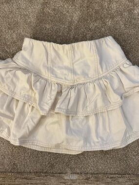 American Eagle Outfitters Cream Tiered Ruffle Mini Skirt